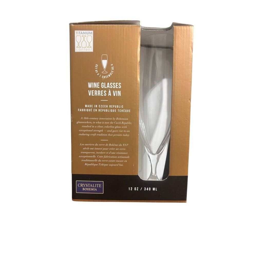 Crystalite Bohemia Champagne Flutes Set of 4 12 oz Czech Republic
